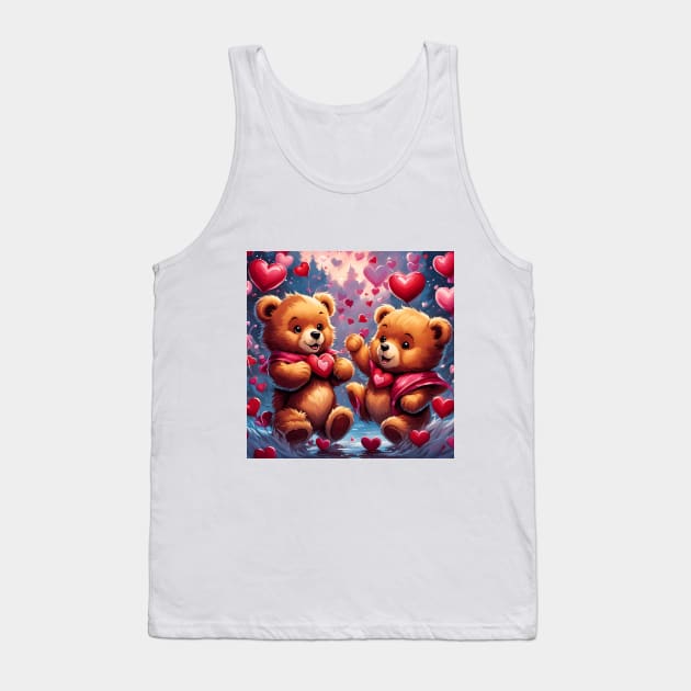 Teddy celebrating Valentines day, randome floating love hearts Tank Top by Colin-Bentham